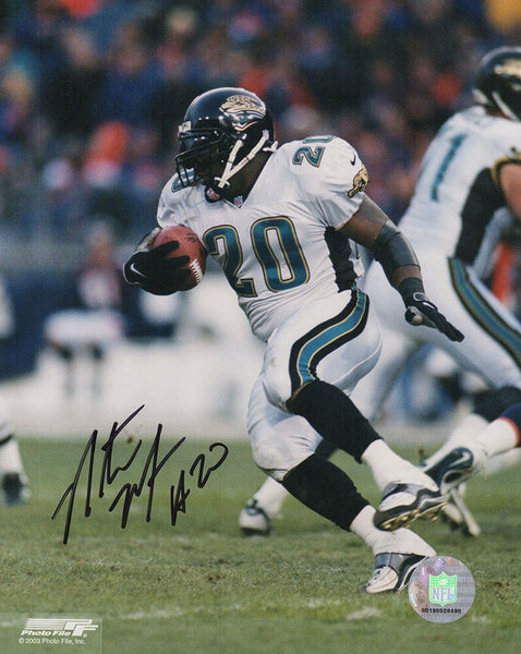 Natrone Means Signed Jaguars White Jersey Action 8x10 Photo - (SCHWARTZ COA)
