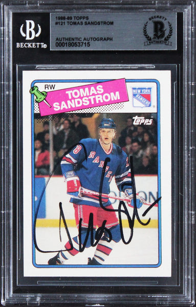 Rangers Tomas Sandstrom Authentic Signed 1988 Topps #121 Card BAS Slabbed