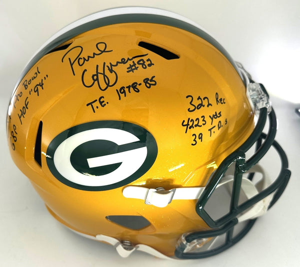 Packers PAUL COFFMAN DUAL Signed Full Size Replica Helmet AUTO w/ Stats - BAS