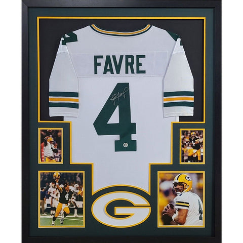 Brett Favre Autographed Signed Framed White Green Bay Packers Jersey FAVRE COA