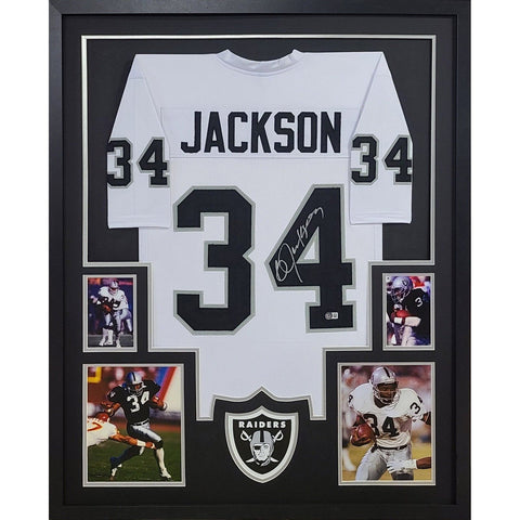 Bo Jackson Autographed Signed Framed White Raiders Jersey BECKETT