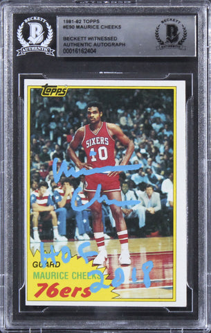 76ers Maurice Cheeks HOF 2018 Authentic Signed 1981 Topps #E90 Card BAS Slabbed