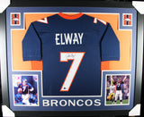 John Elway Autographed Pro Style Sz XL Blue Framed Jersey 35x43 Beckett 57296