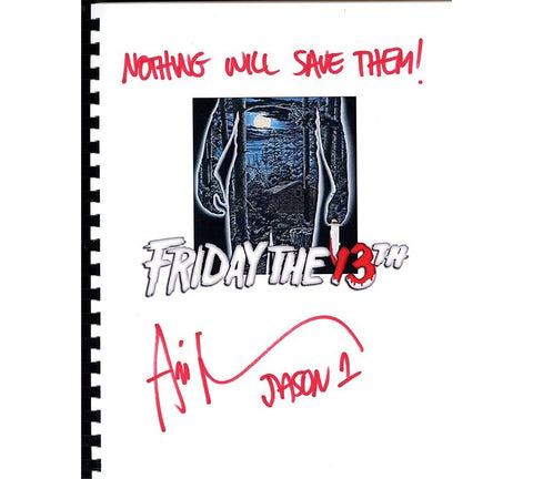 Ari Lehman Signed Friday the 13th Full Reprint Script with "Nothing will Save Th