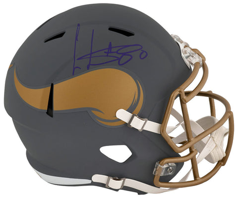 Cris Carter Signed Vikings SLATE Riddell Full Size Replica Helmet (SCHWARTZ COA)