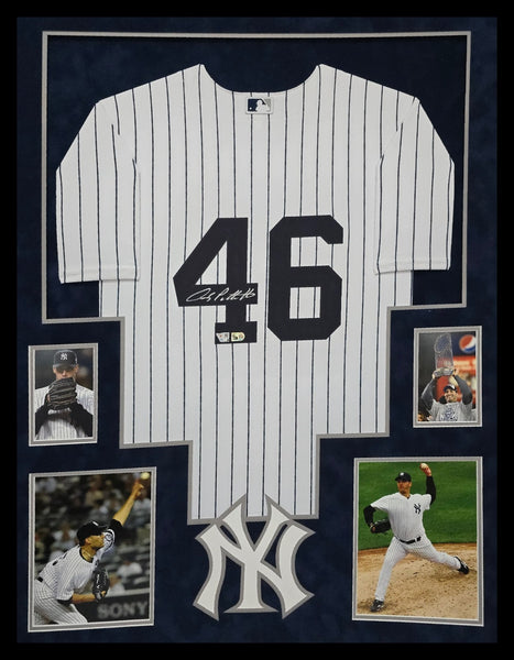 FRAMED SUEDE ANDY PETTITTE AUTOGRAPHED SIGNED NEW YORK YANKEES JERSEY FANATICS