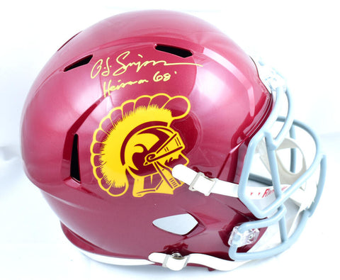 OJ Simpson Autographed USC Trojans F/S Speed Helmet w/ Heisman - JSA W *Yellow