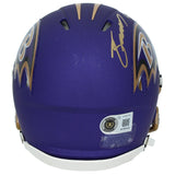 Zay Flowers Autographed Baltimore Ravens Alt Purple Rising Mini Helmet Beckett