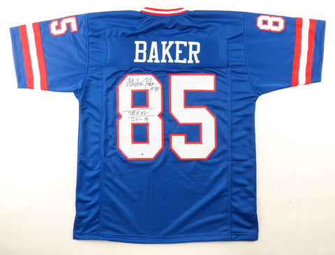 Stephen Baker Signed New York Giants Jersey Inscribed "SBXXV 20-19" (JSA) W.R.