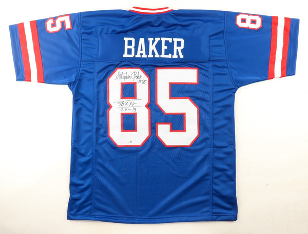 Stephen Baker Signed New York Giants Jersey Inscribed "SBXXV 20-19" (JSA) W.R.