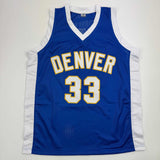 Autographed/Signed David Thompson HOF 96 Denver Blue Basketball Jersey BAS COA