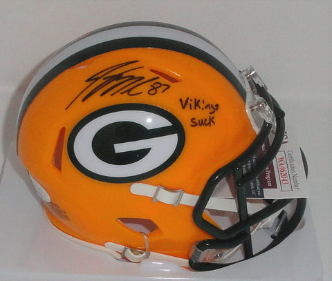 Packers JORDY NELSON Signed Riddell Speed Mini Helmet AUTO w/ "Vikings Suck" JSA