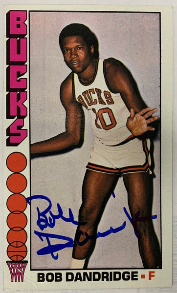 Milw Bucks NBA Champ BOB DANDRIDGE Signed 1976-77 Topps Card #81 AUTO - HOF