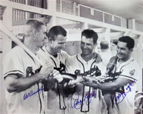 ANDY PAFKO, DEL CRANDALL & JOHNNY LOGAN Multi Signed 16X20 Photo AUTO