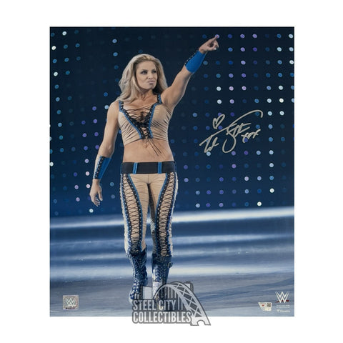 Trish Stratus Autographed WWE 16x20 Wrestling Photo -Fanatics(Vertical Entrance)