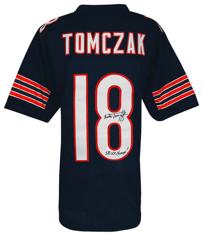 Mike Tomczak Signed Navy Custom Football Jersey w/SB XX Champs - (SCHWARTZ COA)