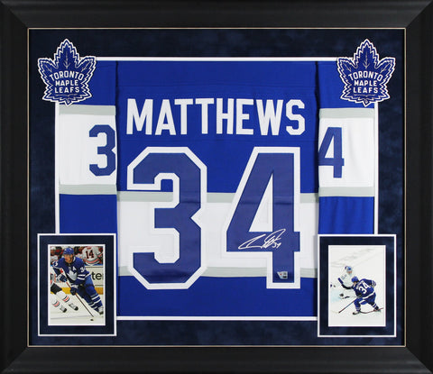 Maple Leafs Auston Matthews Signed Blue Vintage M&N TB Framed Jersey Fanatics