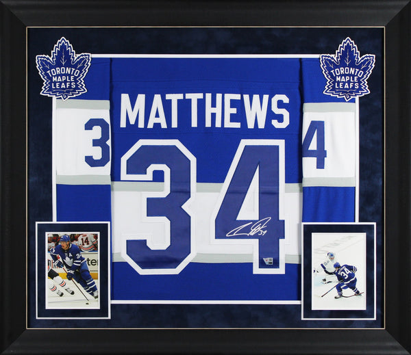 Maple Leafs Auston Matthews Signed Blue Vintage M&N TB Framed Jersey Fanatics