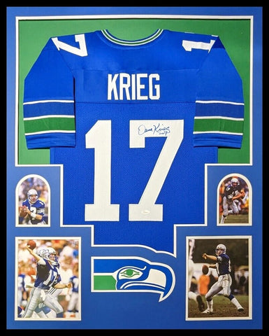 FRAMED SEATTLE SEAHAWKS DAVE KRIEG AUTOGRAPHED SIGNED JERSEY JSA COA