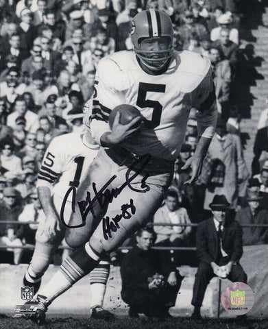 Paul Hornung Signed Packers B&W Running With Ball 8x10 Photo w/HOF'86 - (SS COA)