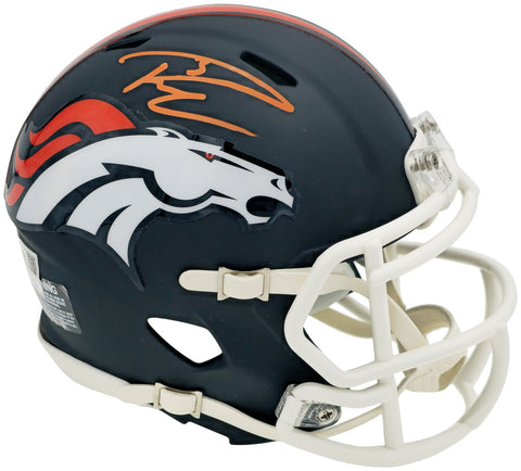 Russell Wilson Signed Broncos Flat Matte Black Speed Mini Helmet Fanatics Holo