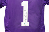 Ja'Marr Chase Autographed/Signed College Style Purple XL Jersey BAS 40280