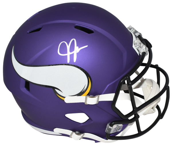 JUSTIN JEFFERSON AUTOGRAPHED MINNESOTA VIKINGS FULL SIZE SPEED HELMET BECKETT