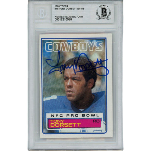 Tony Dorsett Autographed 1983 Topps 46 Slabbed Trading Card Beckett 45910