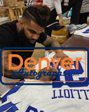 Ezekiel Elliott Autographed/Signed Pro Style White XL Jersey Beckett 37016