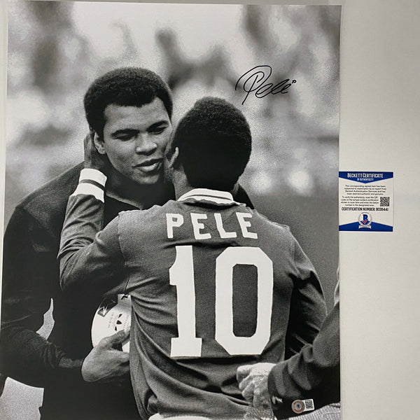 Autographed/Signed Pele Brazil Soccer 16x20 Photo Muhammad Ali Beckett BAS