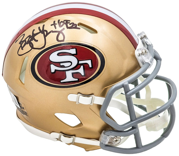 BRYANT YOUNG AUTOGRAPHED 49ERS GOLD MINI HELMET HOF 22 BECKETT WITNESS 215663