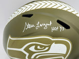 Steve Largent Autographed Seahawks Full Size Salute to Service Helmet Beckett