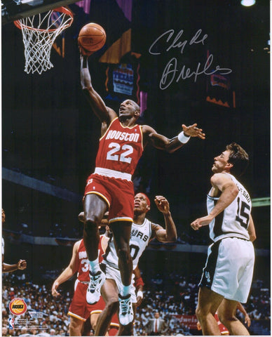 Clyde Drexler Houston Rockets Autographed 16" x 20" Dunking Photograph
