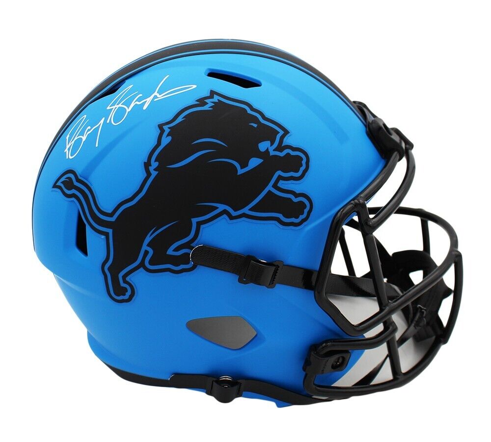 Barry Sanders Signed Detroit Lions Speed Full Size Rave NFL Helmet ...