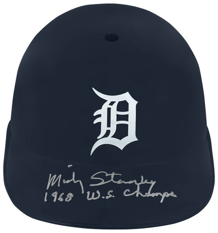 Mickey Stanley Signed Tigers Replica Souvenir Batting Helmet w/Champs - (SS COA)