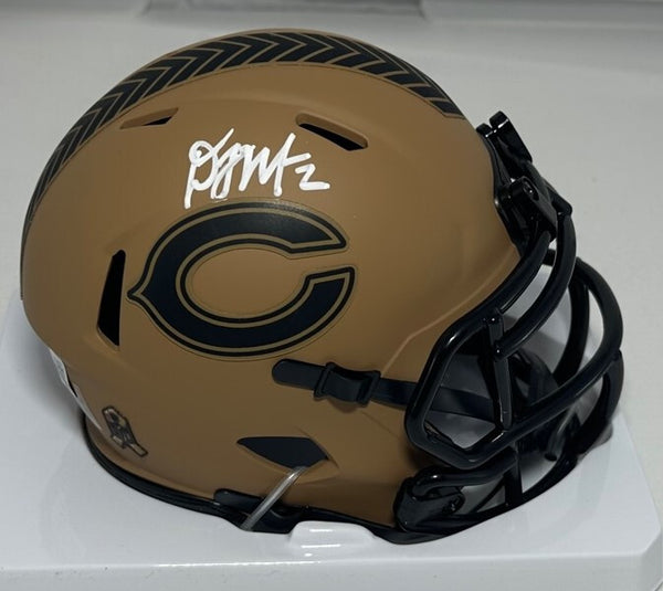 Bears Receiver DJ MOORE Signed Riddell 2023 SALUTE Speed Mini Helmet AUTO - BAS