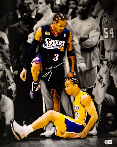 ALLEN IVERSON AUTOGRAPHED 16X20 PHOTO PHILADELPHIA 76ERS BECKETT WITNESS 220628