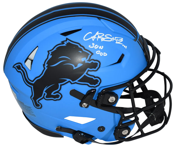 AMON-RA ST BROWN SIGNED DETROIT LIONS RAVE AUTHENTIC SPEEDFLEX HELMET W/ SUN GOD