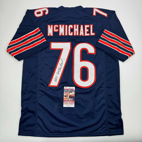 Autographed/Signed Steve McMichael Chicago Blue Football Jersey JSA COA