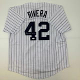 Autographed/Signed Mariano Rivera New York Pinstripe Baseball Jersey JSA COA/LOA