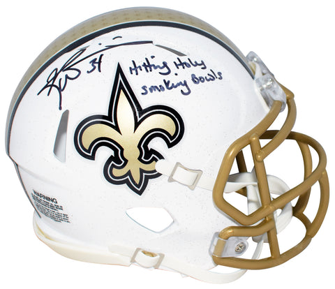 RICKY WILLIAMS SIGNED SAINTS 2025 RIVALRIES SPEED MINI HELMET W/ SMOKING BOWLS