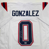 Autographed/Signed Christian Gonzalez New England White Football Jersey BAS COA