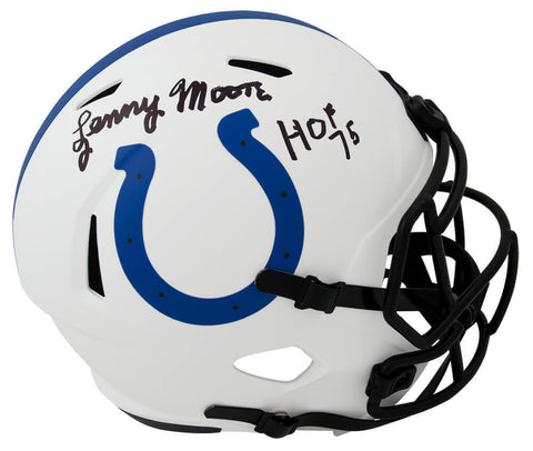 Lenny Moore Signed Colts LUNAR Riddell F/S Speed Rep Helmet w/HOF'75 - (SS COA)
