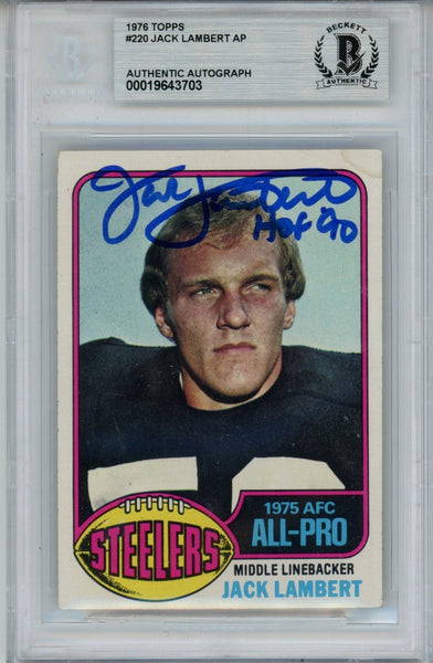 Jack Lambert Autographed/Signed 1976 Topps #229 Slab Trading Card Beckett 56938