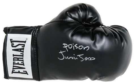 Junior Jones Signed Everlast Black Boxing Glove w/Poison - SCHWARTZ COA