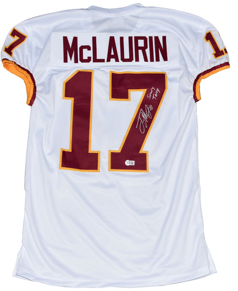 TERRY McLAURIN SIGNED WASHINGTON COMMANDERS #17 WHITE GAME CUT JERSEY W/ SCARY