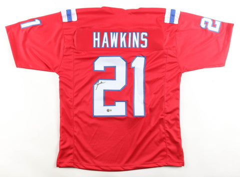 Jaylinn Hawkins Signed New England Patriots Jersey (Beckett) Ex-Cal Bear Def. Bk
