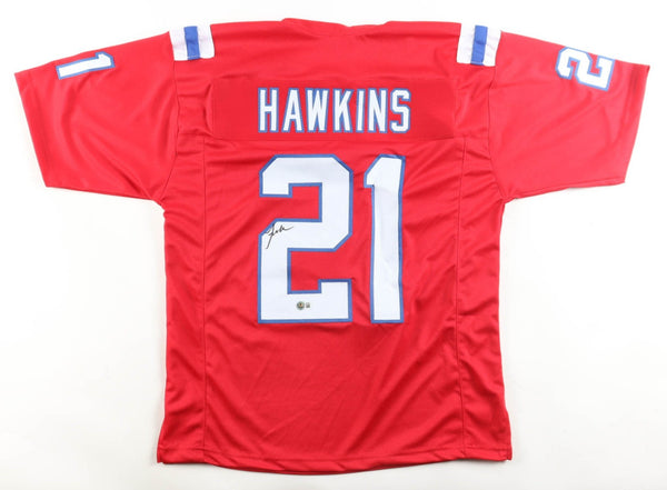 Jaylinn Hawkins Signed New England Patriots Jersey (Beckett) Ex-Cal Bear Def. Bk