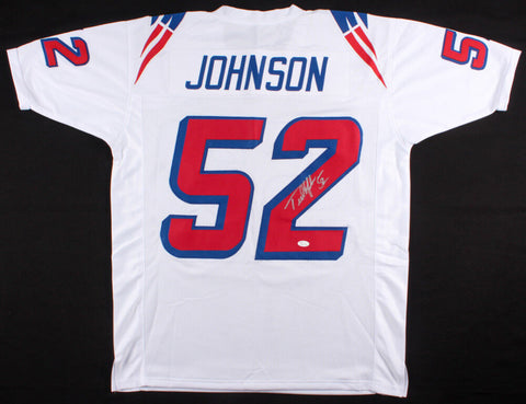 Ted Johnson Signed Patriots Jersey (JSA COA) 3xSuper Bowl Champion Linebacker