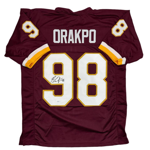 Autographed/Signed Brian Orakpo Washington Burgundy Football Jersey JSA COA